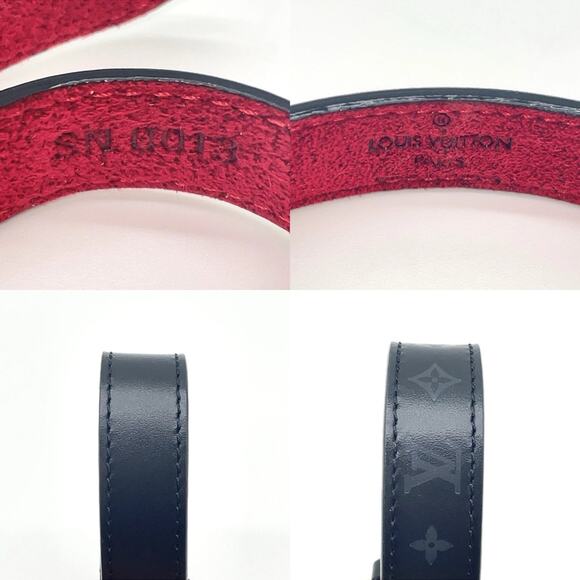 Auth Louis Vuitton Good Luck Bracelet Silver Leather Black and Red - Picture 7 of 7
